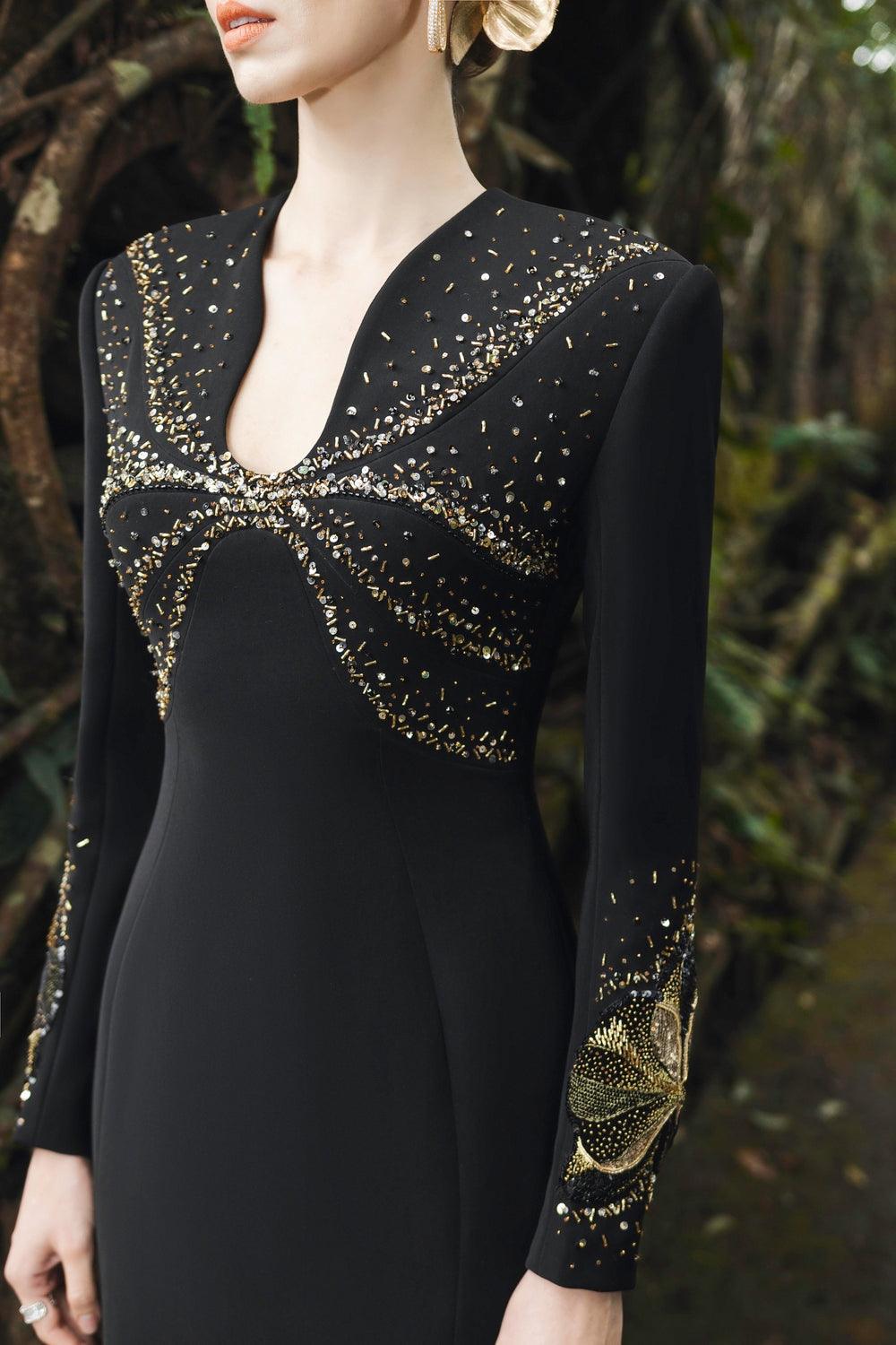 Orchid Embellished Stylized Neck Dress